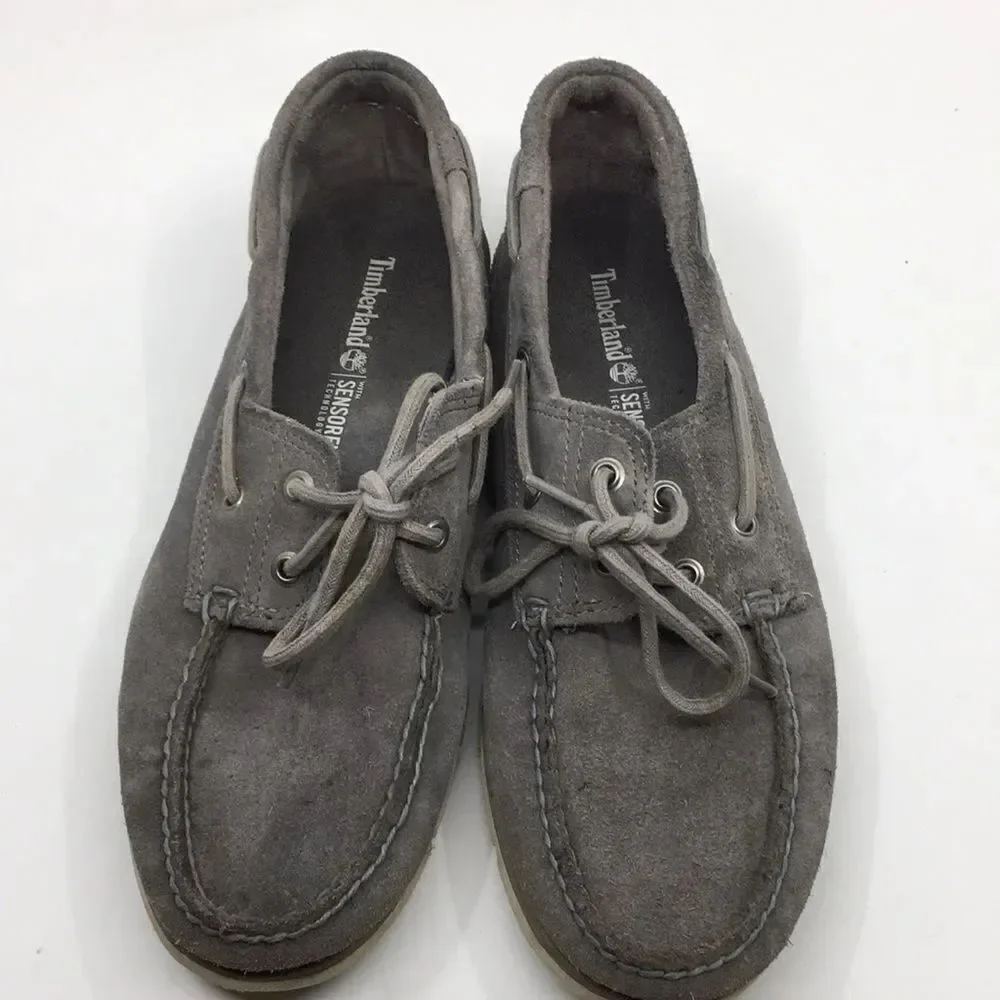 Timberland Gray Suede Boat Shoes Loafers with SensorFlex Technology size 9